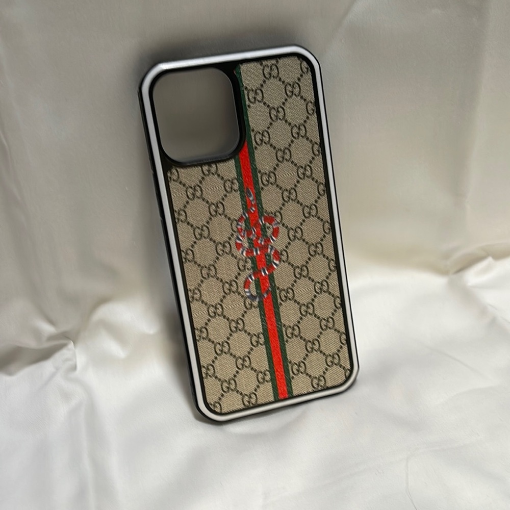 Gucci (fake) iphone 12promax phone case and matching airpod case